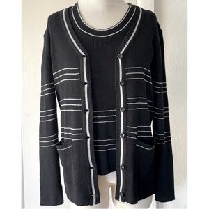 Vintage Black & Silver Sweater Set by Adoria ~ sz Medium